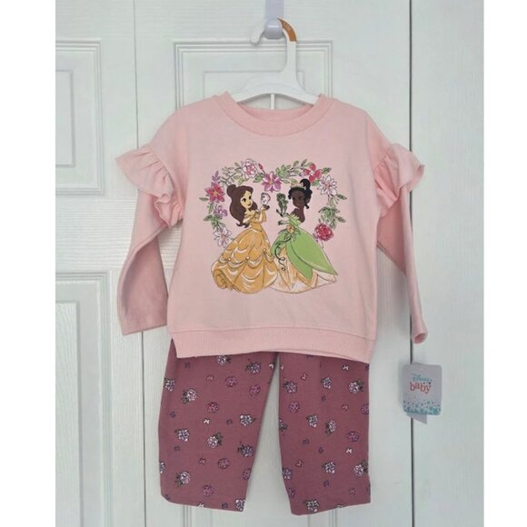NEW! Disney Baby Belle and Tiana Sweatshirt and Pants Set - 12 month - Picture 1 of 5